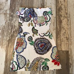 Strapless Large Paisley Print Dress Made In USA